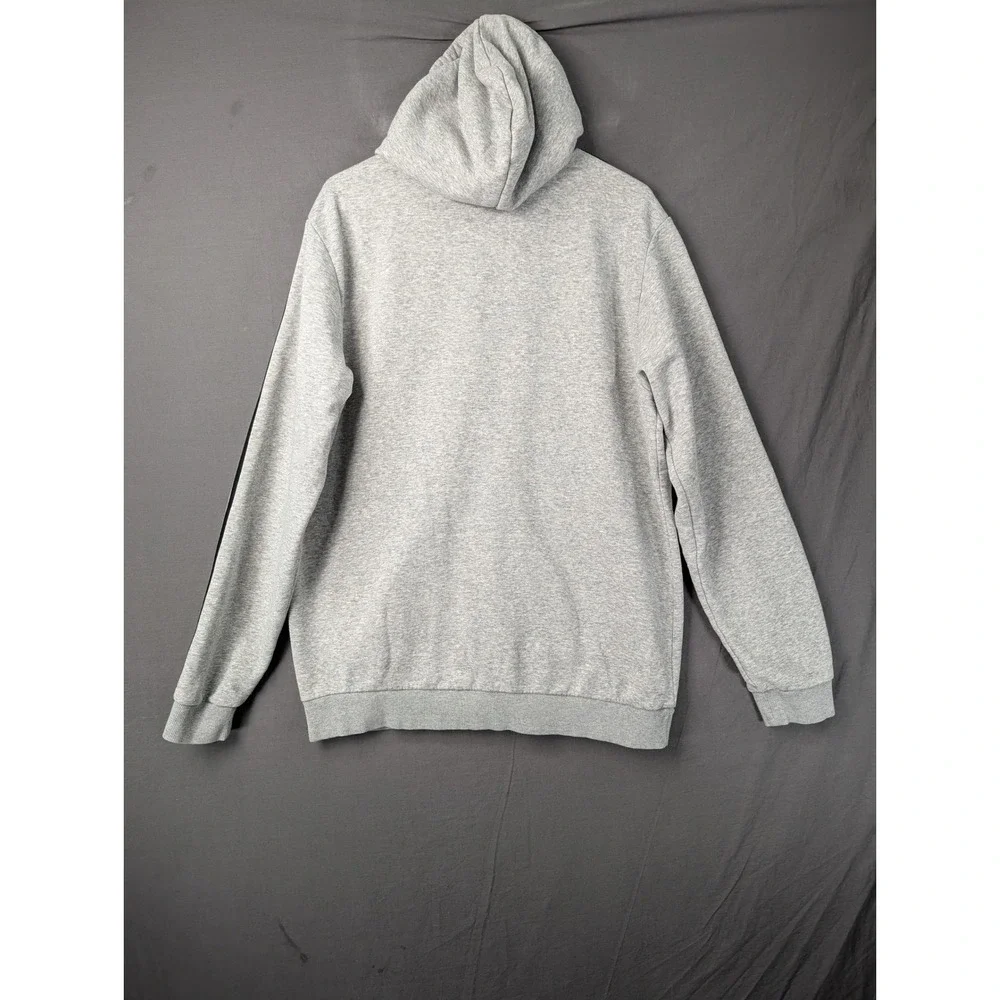 Adidas Mens Gray Essentials 3-Stripes Full Zip Hoodie Sweatshirt Size L 5908